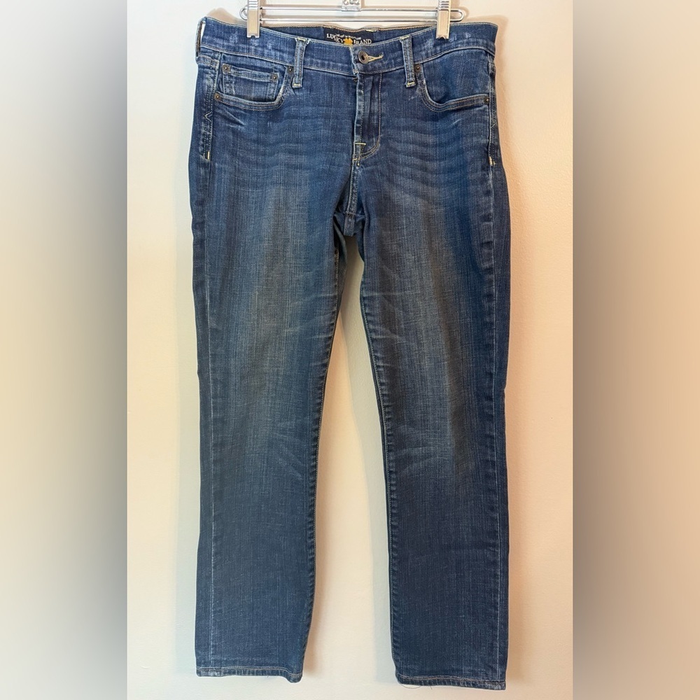 Lucky Brand Women's Sweet'N Straight Rose Embroidered Blue Jeans Size 8/29